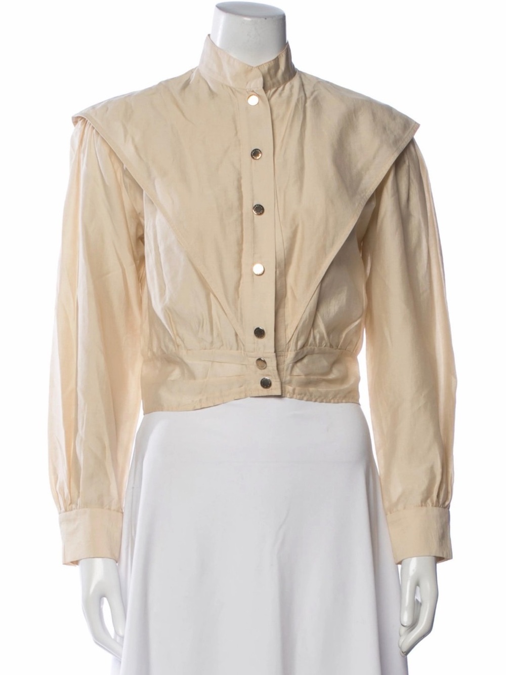 Sandro Paris Tea Crop Button-Down Blouse Beige Size 2